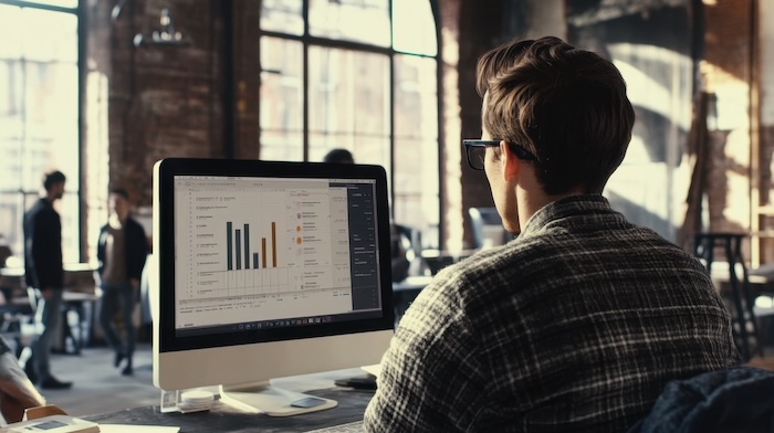 Man checking prospecting status on computer