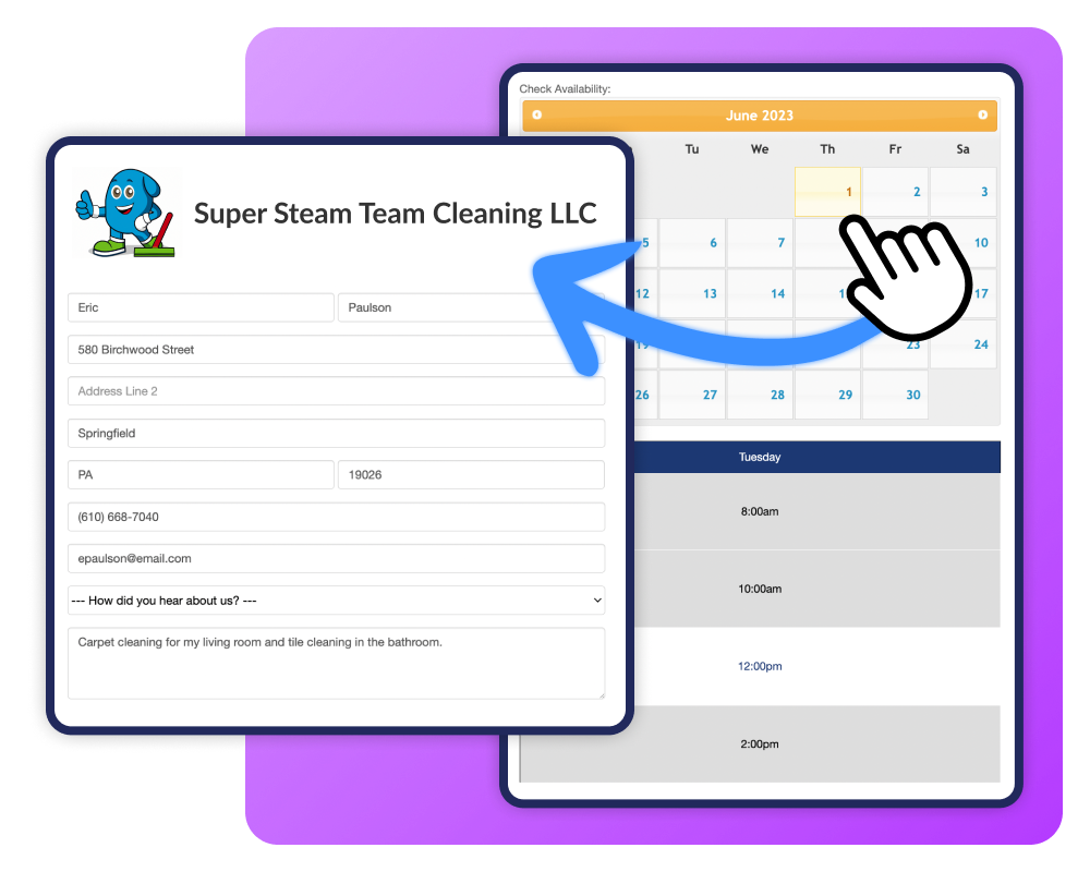 Online booking for service businesses and garage door companies