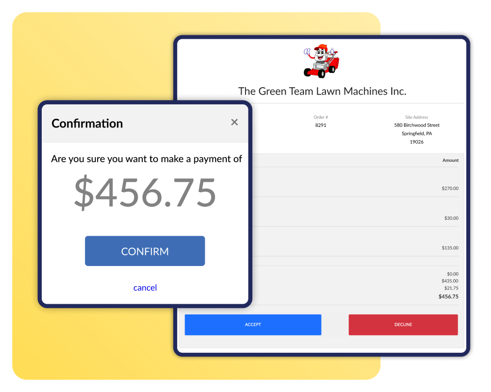 Easy invoicing with online payments for lawn mowers and yard care pros