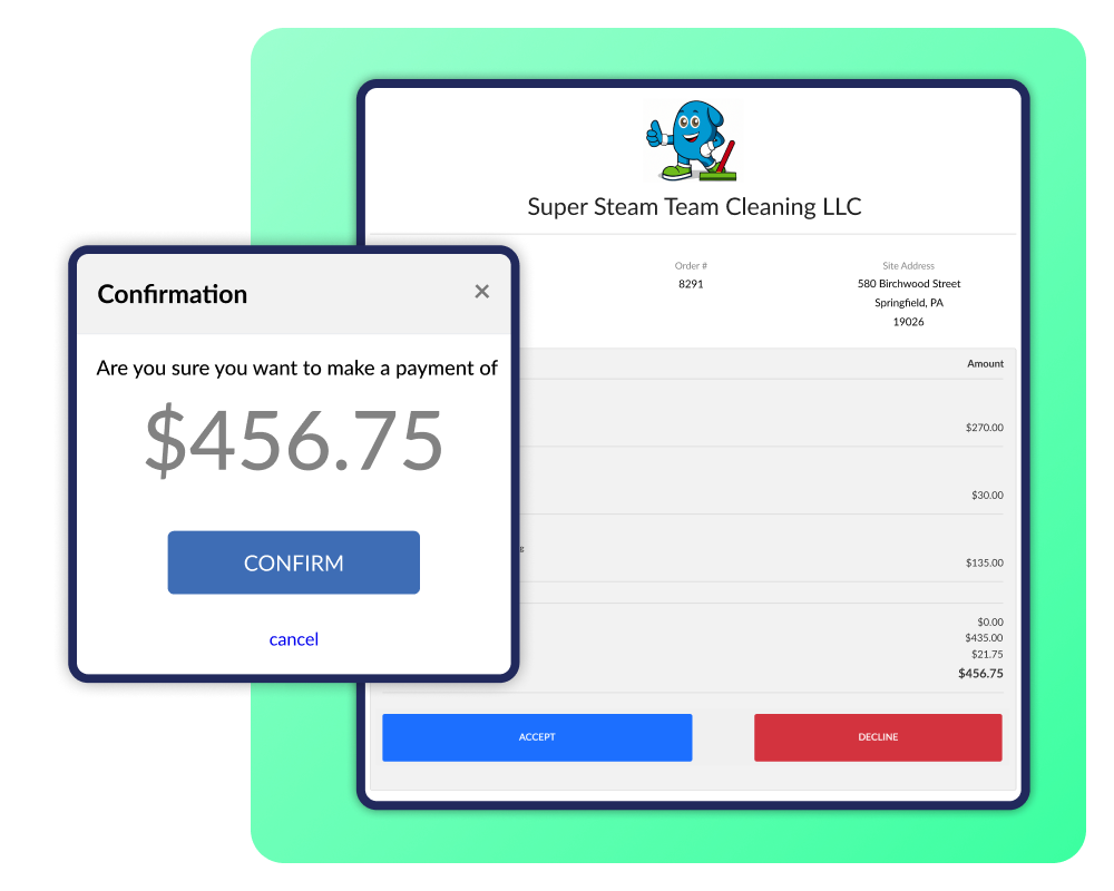 Online payments and professional invoicing for carpet cleaning