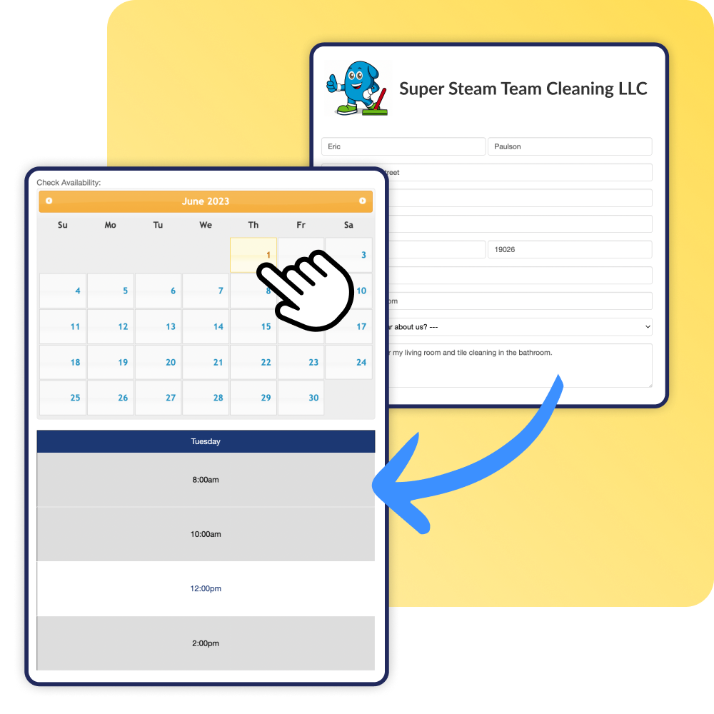 Servicemonster's webforms make it easy to add online booking to your website